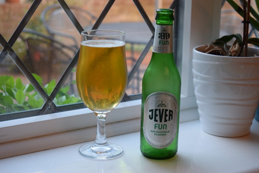 Jever Fun Alcohol-Free Pilsner bottle and glass