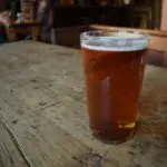 A pint of beer in a pub