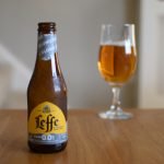 Bottle of Leffe Blond 0.0 with glass